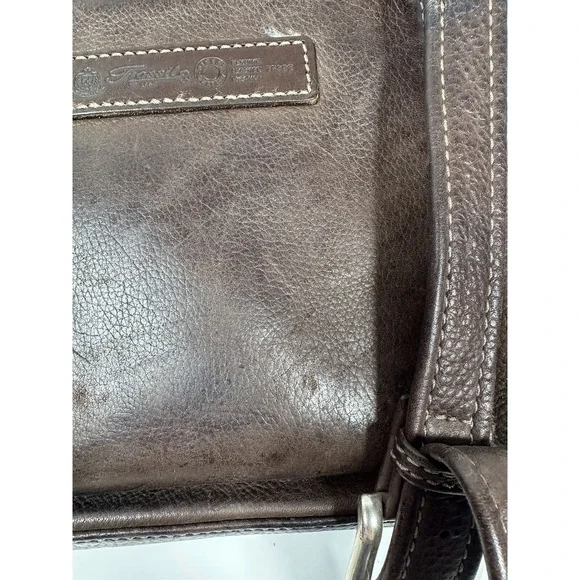 Vintage Fossil 1954 Crossbody Genuine Leather Bag Organizer Dark Brown 75082 - Picture 7 of 16